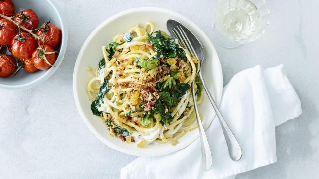 2019-09-27 Spaghetti met andijvie, spinazie en blauwe schimmelkaas (3)
