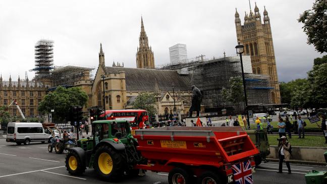 Britse boeren kwamen samen bij Westminster, het politieke hart van het Verenigd Koninkrijk.