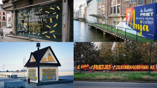 In de 5 Vlaamse provincies brengen bekende streetartkunstenaars tussen 30 november en 6 december ode aan de frietjes.