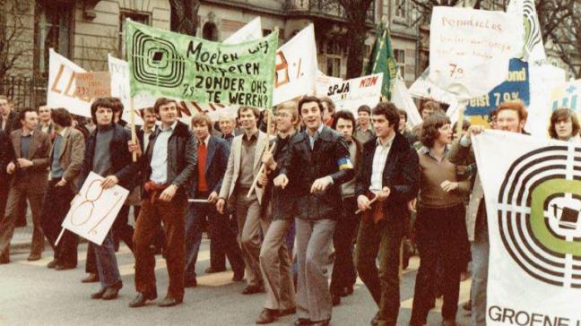 Groene Kring liep op kop bij een betoging in Straatsburg rond 1980.