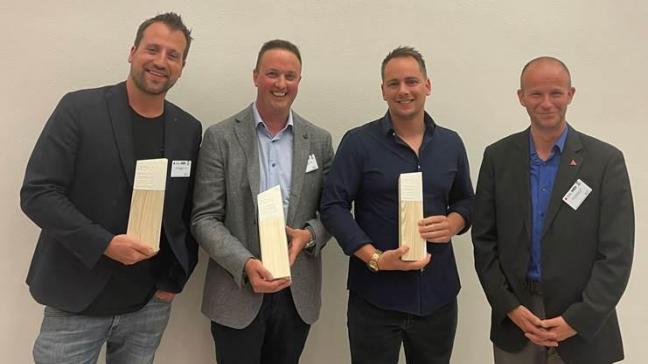 vlnr. Dieter Veulemans (Citycubes), Nico Goossens (Goni), Arne Schelkens (Gemini),Chris Brouwers (provincie Antwerpen)