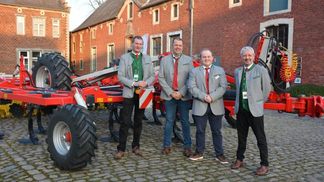 Het team van Pöttinger België (v.l.n.r.): Danny De Boeck, Tom Baert, Jorian Vervoort en Dominique Emond.