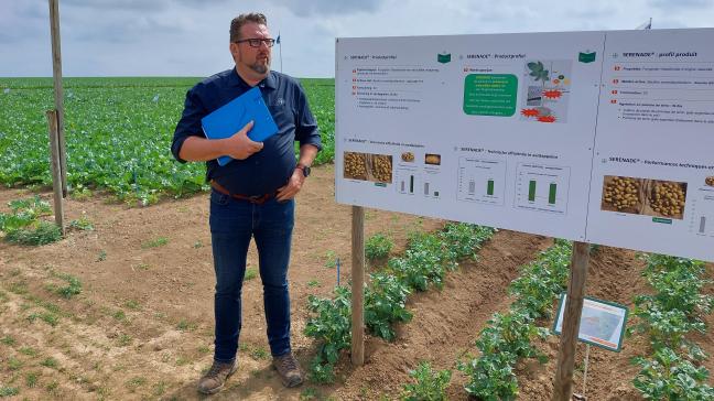 In de aardappelteelt presenteerde Andreas Vandersmissen een nieuw biologisch fungicide en een insecticide.