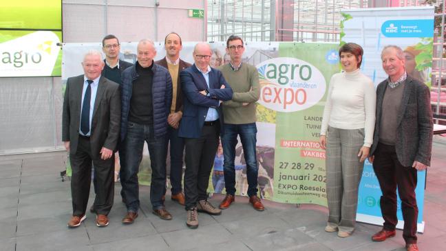 De ploeg die zijn schouders zet onder vakbeurs Agro-Expo Vlaanderen in Roeselare.