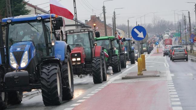 Poolse boeren blokkeerden woensdag 24 januari meer dan 160 wegen in het land.