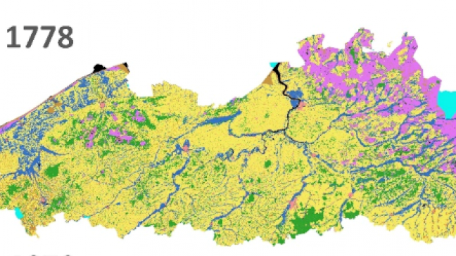 Landgebruik in Vlaanderen aan het einde van de 18 e  eeuw met behulp van een AI-analyse van de Ferraris-kaart.