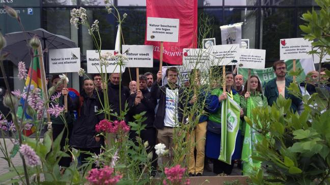 Op woensdag 22 mei 2024 protesteren verschillende organisaties in Brussel voor de natuurherstelwet bij verschillende Vlaamse kabinetten.