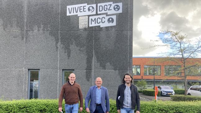 V.l.n.r. Pieter Obin, voorzitter van DGZ; Marcel Heylen, voorzitter van Vivee en Tom Van Nespen, voorzitter van MCC.