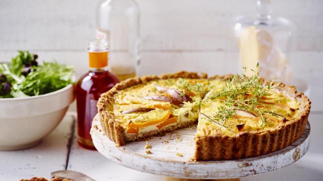 Quiche met amandelwalnootkorst, peer, pompoen en Brugge Blomme (2)
