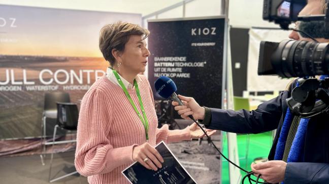 Kioz maakte op Interpom deel uit van de Innovation Tour. Trees Loncke stond dan ook regelmatig de pers te woord over het unieke energieconcept.