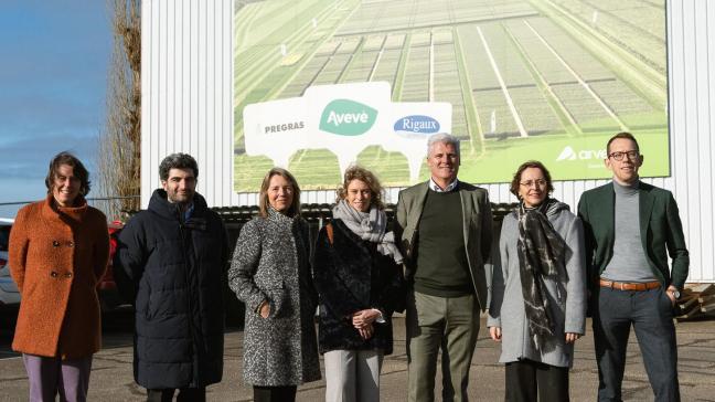 De Nederlandse ambassadeur Brechje Schwachöfer (tweede van rechts op de foto), Arvesta-CEO Niek Depoorter (derde van rechts) en enkele andere genodigden werden rondgeleid op de site.