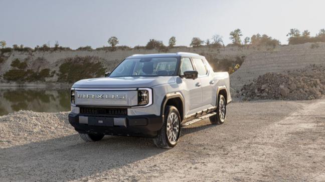 De Maxus eTerron9, de eerste volledig elektrische pick-up op de markt, heeft een zeer moderne look.