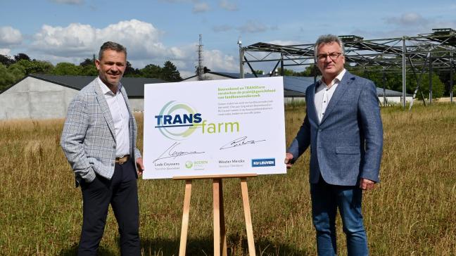 Voorzitter van Boerenbond Lode Ceyssens (links) en directeur van TRANSfarm Wouter Merckx (rechts).