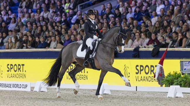 Larissa Pauluis en Flambeau werden mooi derde in de Mechelse Wereldbeker Dressuur 2024.