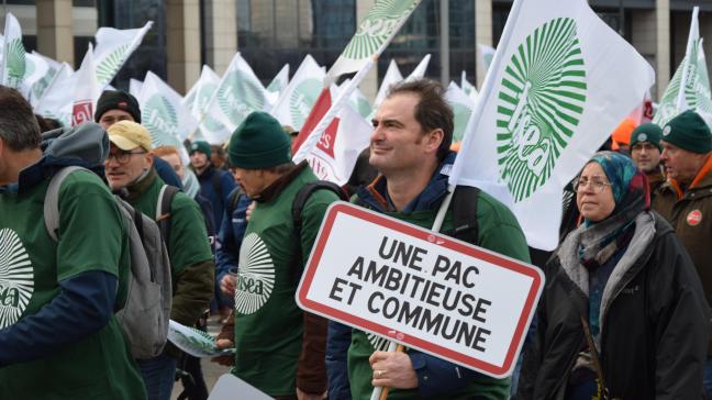 Een gemeenschappelijk en ambitieus GLB was een van de eisen van het boerenprotest op 18 december in Brussel.