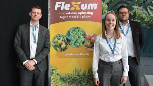 Lukas van Evercooren, Eline Van den Berghe en Jan Vanherck van Certis Belchim stelden het hybride insecticide Flexum voor.