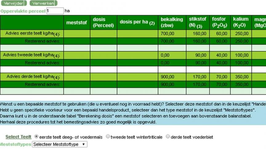 Figuur 1: Overzicht van het startscherm bij openen van de toepassing.