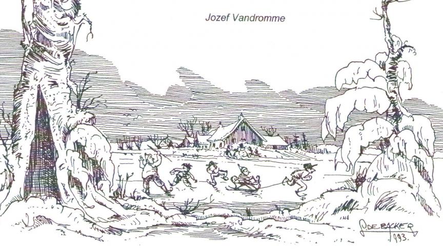 Plattelandsdichter Jozef Vandromme uit Geluwe schreef voor elk seizoen een echt buitengedicht. De tekening is van de hand van Laurent De Backer.