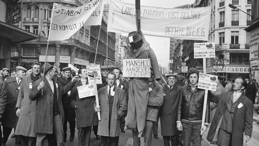 In de grote boerenbetoging van 23 maart 1971 was EU-commissaris Mansholt de kop van Jut.
