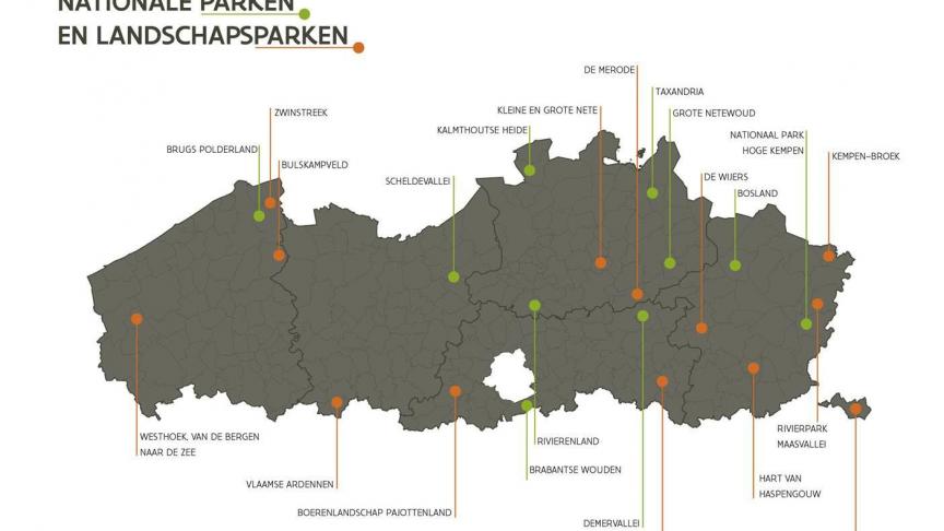 Situering nationale parken en landschapsparken.