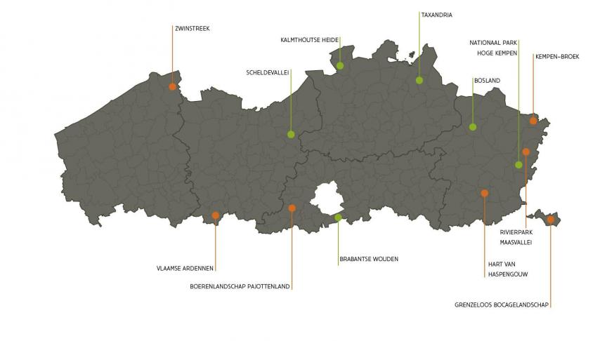 Er zijn 7 kandidaten Landschapsparken en 6 kandidaten Nationale Parken.