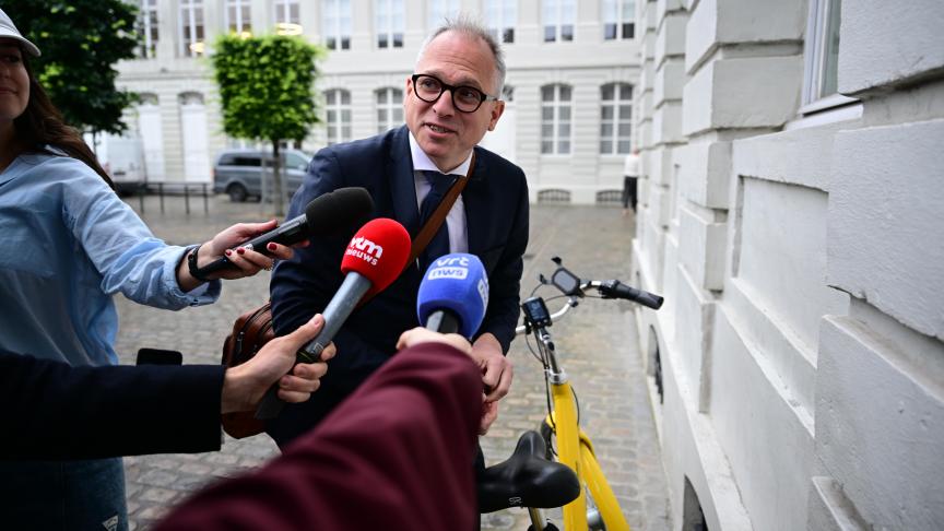 Formateur Matthias Diependaele (N-VA) staat vrijdag 21 juni de pers te woord.