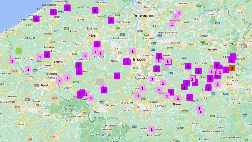 Situatie bladziekten op de waarnemingsvelden van het KBIVB op 14 augustus.