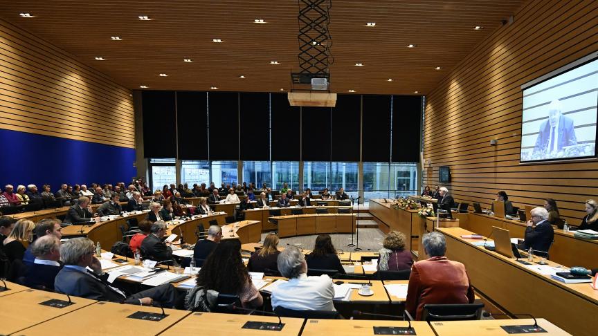 De installatievergadering van de provincieraad van Vlaams-Brabant in 2018, na de vorige provinciale verkiezingen.