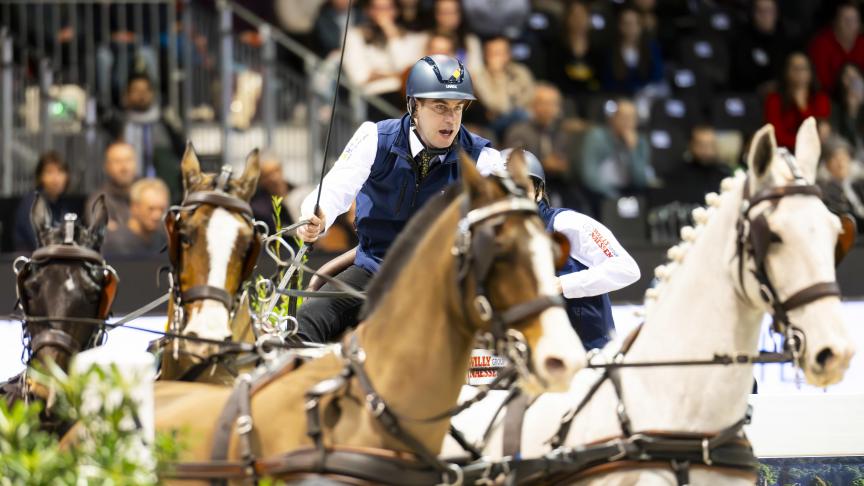 Dries Degrieck op weg naar een schitterende 2de plaats in de FEI Worldcup Driving 2024-2025.