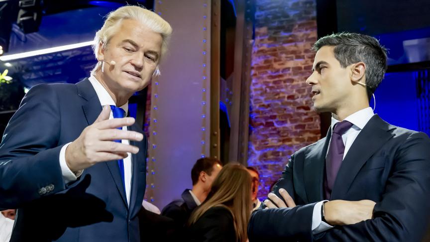 PVV-leider Geert Wilders en D66-kopstuk Rob Jetten: wie wordt de grootste?